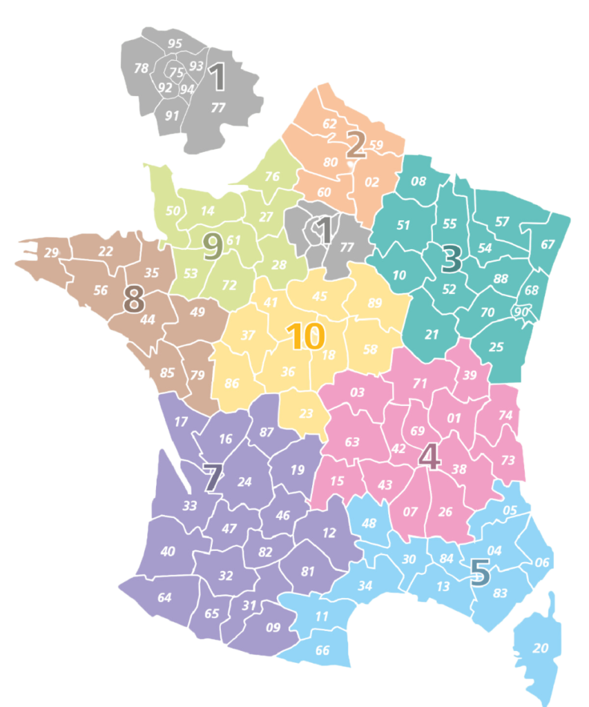 Carte zones de France - Couillet